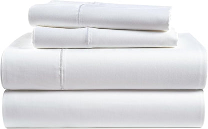 100% Egyptian Cotton Sheets King Size - Naturally Cooling & Breathable 4 Piece Silky Sateen Weave King Size Sheets Set, Ultra-Soft & Durable Hotel Luxury Sheets with 15" Snug Fit Deep Pockets - White