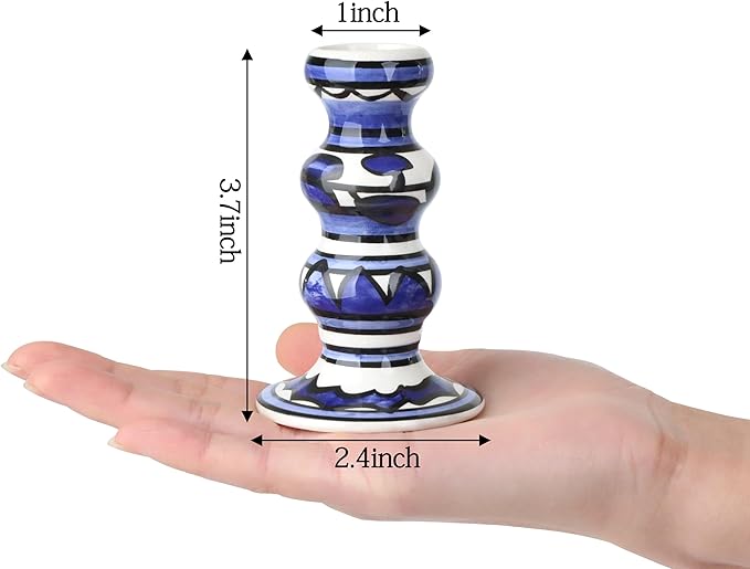 Vixdonos Painted Ceramic Vase Colorful Bud Vase Set of 3 Small Flower Vase Rustic Mini Vases in Bulk for Home Decor, Wedding and Dinner Party(Blue)