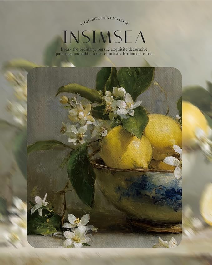 InSimSea Gold Framed Canvas Wall Art Room Decor Lemon Still Life Prints Art Vintage Kitchen Decor Rustic Farmhouse Artwork Picture for Dinning Living Room Bedroom