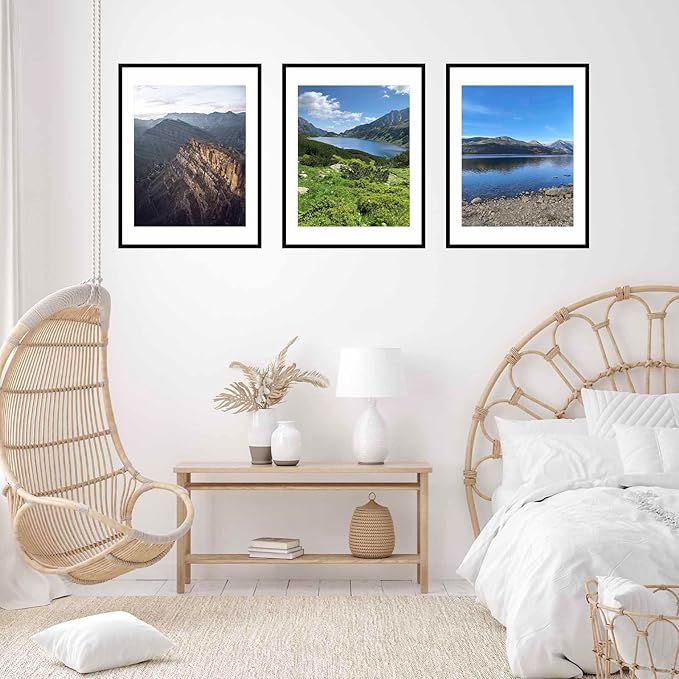 24x32 Picture Frame with 20x24 Mat Set of 2, Display Photo 20x24 with Mat or 24 x 32 Without Mat, Wall Hanging Large 24 by 32 Poster Frame with Plexiglass, 2 Pack, Black