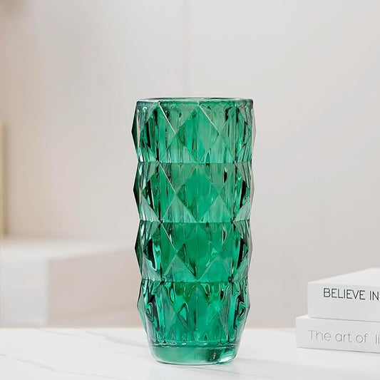 Flower Vase for Decor Glass Green Vase 11" Tall