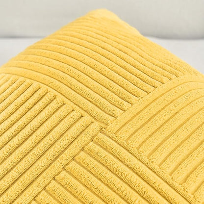 Fancy Homi 2 Packs Yellow Decorative Throw Pillow Covers 20x20 Inch for Living Room Couch Bed Sofa, Rustic Farmhouse Boho Home Decor, Soft Corss Corduroy Patchwork Accent Square Cushion Case 50x50 cm