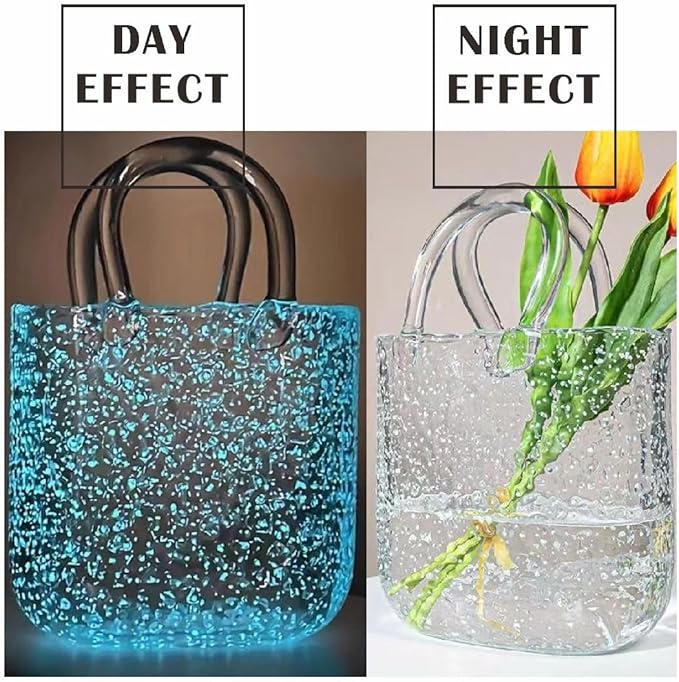 1pc Elegant Glow-in-The-Dark Glass Vase - Modern Minimalist Hydroponic Flower Decor