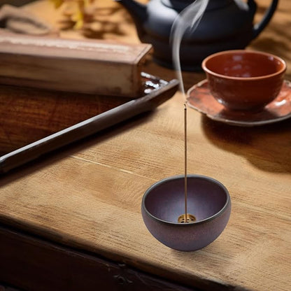Ceramic Incense Burner Holder for Sticks, Handmade Incense Cone Holder for Coil, Sage Cones, Ash Catcher, Smudge Bowl for Yoga Meditation Room Décor