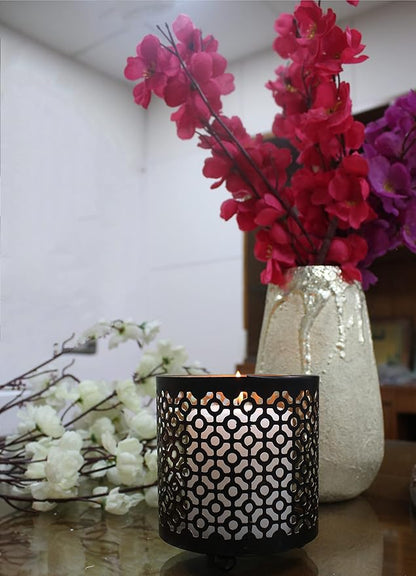 Hosley Bulk Buy Black (Gold Inside) Metal Jar Holder Candle Sleeve Set of 8-4.5" High. Votive, Tea Light Lanterns Ideal Gift for Weddings, Parties, Spa and Aromatherapy O6