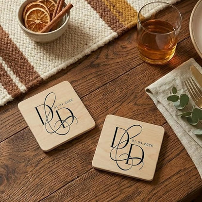 Luxury Custom Couples Wooden Coaster, Gifts for Boyfriend Girlfriend, Valentines Day Gift Gor Him Her, Wedding, Birthday, Anniversary, Christmas 8
