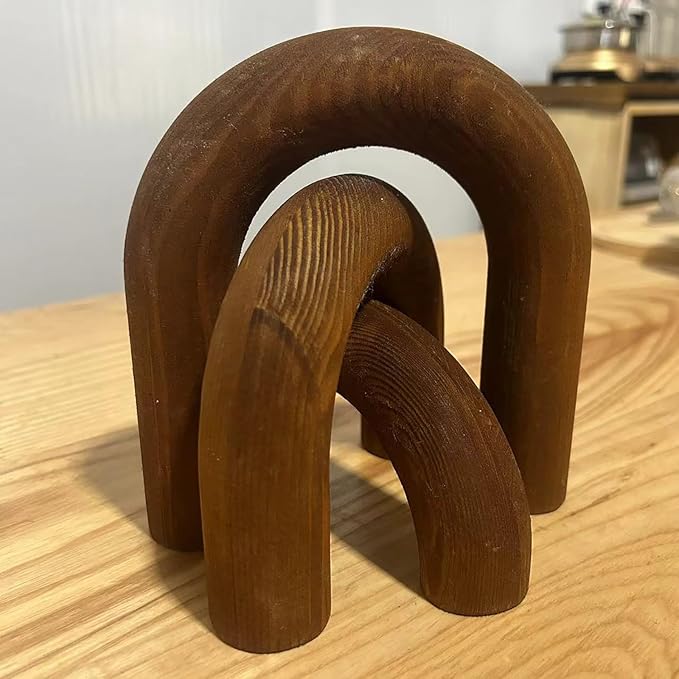 3Pcs Wood Arch Decor Accents - Home Book Table Decorative Rustic Arch Decor Modern Boho Minimalist Coffee Table Bookshelf Living Room Entryway Aesthetic Decorations Objects (Pumpkins)