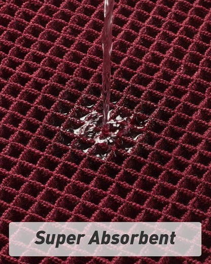 Upgraded Christmas Waffle Runner Rug Super Absorbent Non Slip Bath Mats for Bathroom Washable Bathroom Runner Rug with Tassels, Ideal for Hallway Bedroom Laundry Room, 2'x 6'(24" x 72"), Burgundy