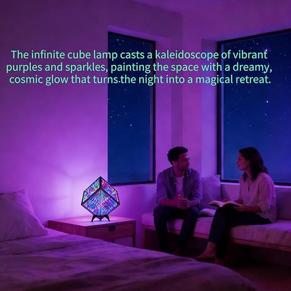 Infinity Hyper Cube LED Table Lamp - Infinity mirror light with 100+ Patterns, Music Sync, App Control, infinite cube night lights for Gaming,party,living room,bedroom, light display and more(7Inches)