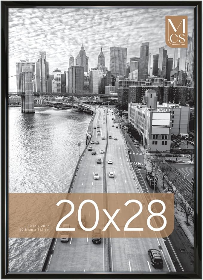 MCS Trendsetter 20x28 Poster Frame Black High-Gloss, Vertical & Horizontal Wall Hanging Large Picture Frame for Photos, Posters & Art Prints (1-Pack)
