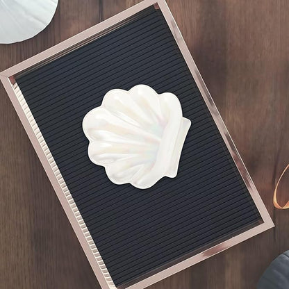 Shell Ceramic Trinket Dish, Cute Ring Earrings Holder Jewelry Tray, Organizer Plate Home Decorations for Bathroom, Bedroom and Dresser Accessories