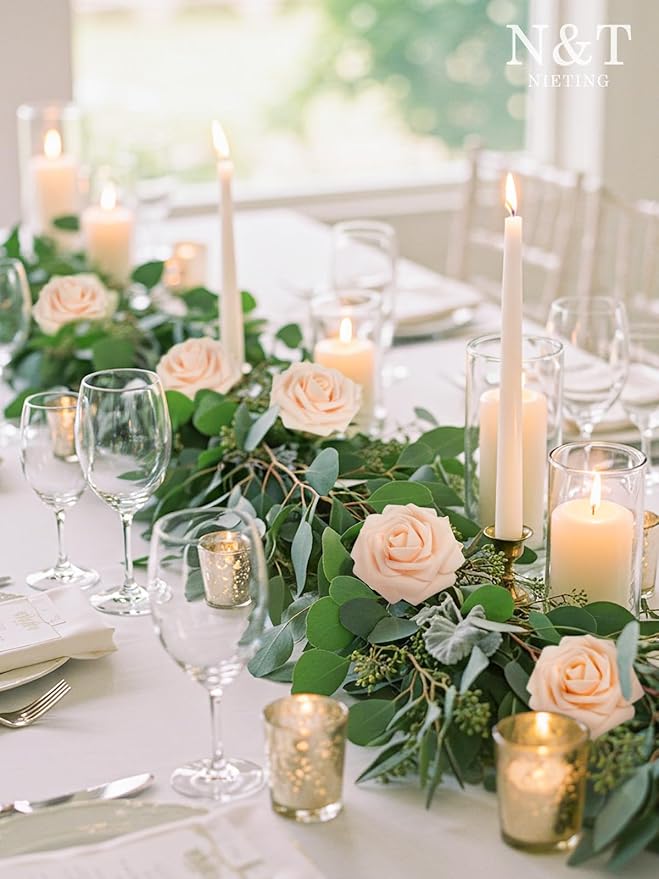 N&T NIETING Artificial Flowers, 25Pcs Fake Flowers Roses Foam Roses with Stems Perfect for Valentines Day DIY Wedding Bouquets Centerpieces Bridal Shower Party Home Flower Arrangement Decorations
