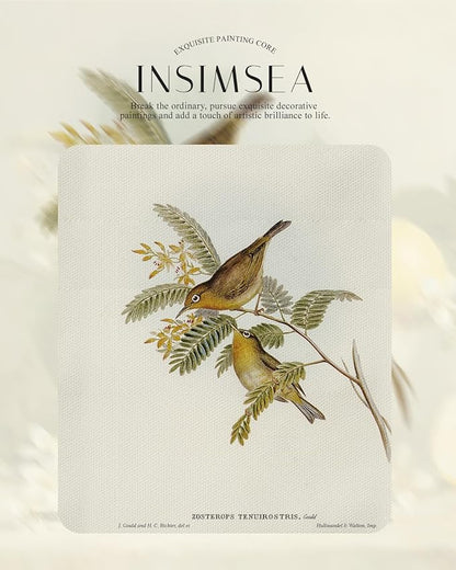 InSimSea Gold Framed Canvas Wall Art Room Decor Birds Art Prints Home Decoration Vintage Artwork Painting Picture Bathroom Wall Decor Animals Artwork for Living Room Bedroom Kitchen Office