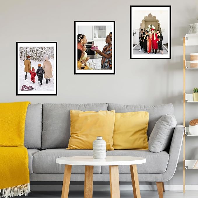 19.25x26.75 Puzzles Frame Set of 2, Display 18x24 with Mat or 19.25 x 26.75 without, Wall Hanging 19.25 by 26.75 Picture Frame for Poster Photo Canvas Picture Puzzles, 2 Pack, Black