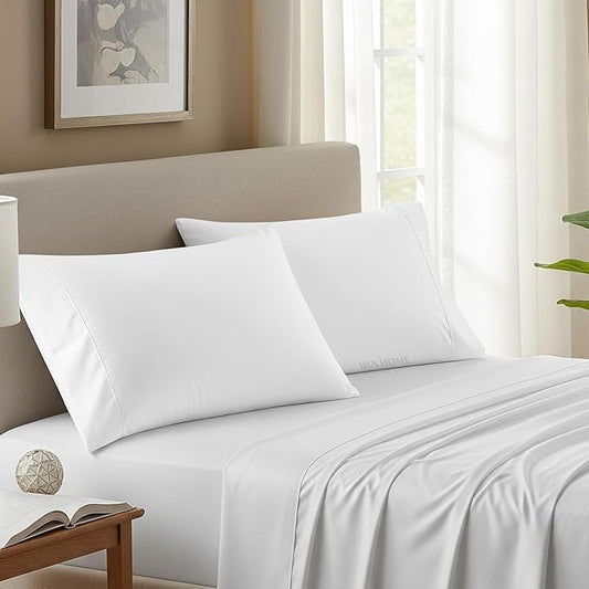 100% Egyptian Cotton Cushion Covers 24x24 Inch, 800 Thread Count Decorative Pillow Covers for Sofa, Bed & Office - Soft, Durable, Breathable Luxury Throw Pillowcases - Pack of 2, White