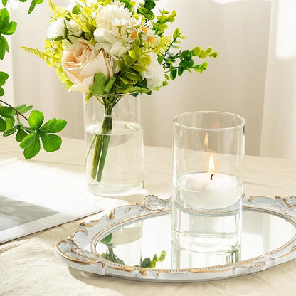 12pcs Glass Cylinder Vases for Centerpieces - 6 Inch Tall Flower Vase for Wedding Decorations, Clear Glass Flower Vases Floating Candle Holder for Table Centerpiece Wedding Home Décor