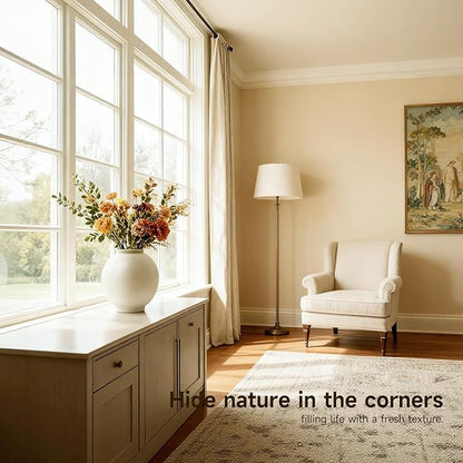 Sandstone Large White Ceramic Vase, 9.8-Inch Matte White Rounded Design for Easy Arranging, Farmhouse & Minimalist Home Decor for Living Room, Mantel, Dining Table, Entryway, Bathroom, Weddings