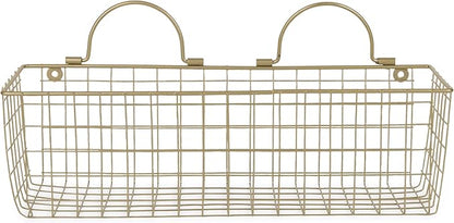 DII Farmhouse Vintage Decor, Wire Wall Basket, Assorted, Gold, 2 Piece