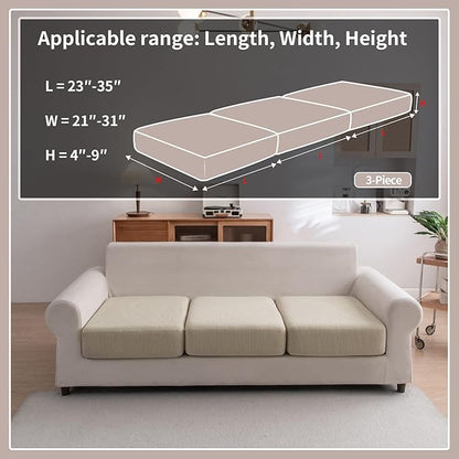 Sectional Couch Covers, Wear Resistant Stretch Sofa Covers Washable Soft Couch Cushion Covers Anti Slip Furniture Protector Sofa Slipcovers for Pets (3 Pieces 3 Seaters Cover, Light Brown)