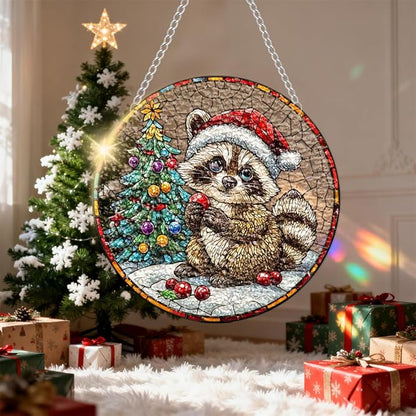 Chrismas Acrylic Stained Glass Window Hanging,Sun Catcher Decor Stained Panel Hangings Wall Art Decor, 2026 8x8inch (SCL018 Squirrel)