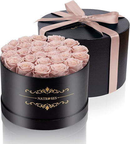 NATROSES 27 Piece Forever Preserved Roses in a Box, Preserved Flowers for Delivery Birthday, Flowers Gifts for Mothers Day, Dusty Pink