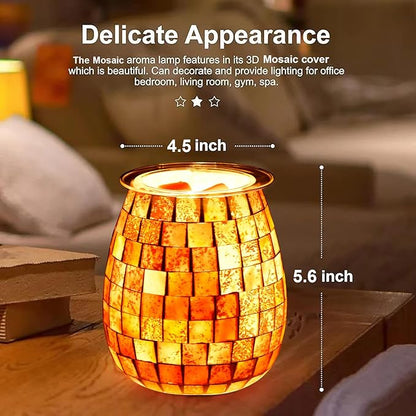 Dicimi Glass Wax melt Heater, Mosaic Electric Fuel Burner, Candle Wax melt Romantic Fragrance Heater Essential Oil Burner, Suitable for Gifts, Home Decoration（Platinum Cube）