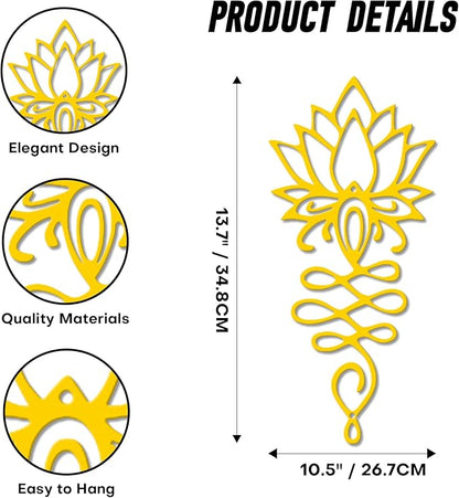 Lotus Flower Wall Decor – Gold Metal Yoga Wall Art with Lotus Design, Spiritual Home Décor Sculpture for Meditation Spaces, Living Room, Bedroom, Office