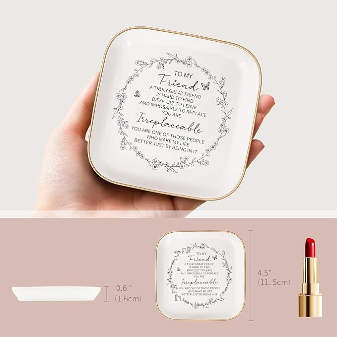 Friendship Gifts for Women – JewelryTray, Best Friend Birthday Gifts for Women – A Truely Great Friend is Hard to Find, Difficult to Leave and Impossible to Replace