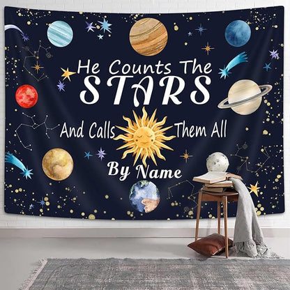 DYNH Space Tapestry,Solar System Wall Hanging,Planet Galaxy Decor,Educational Science Tapestries for Kids Boys Bedroom Playroom Classroom Living Room Dorm40x30In