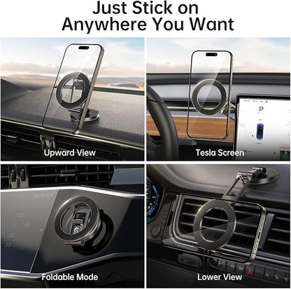 Syncwire Fits MagSafe Car Mount for Car Dash&Tesla Screen[All-Metal] Magnetic Phone Holder, [Flexible Three-axis]360° Rotation Car Mount Strong Magnets Car Phone Holder for iPhone 17 16 15 14 Pro Max