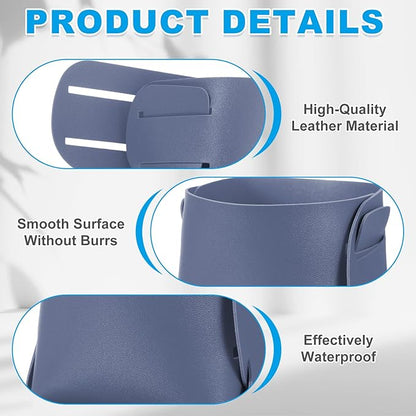 PATIKIL 2Pack Leather Desk Organizer, Leather Pencil Pen Holder Jewelry Valet Tray Hair Accessories Organizer for Bedroom Drawer Office Key Wallet Watch Pen Pencil Glasses, Dark Blue