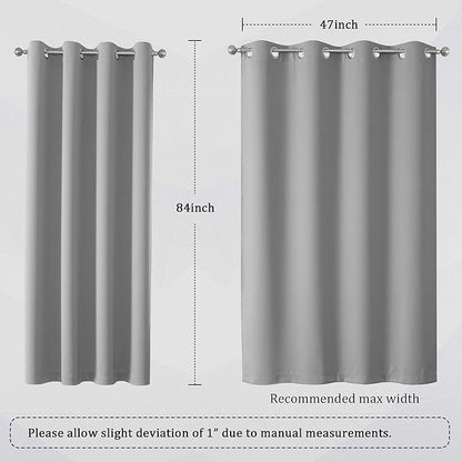 DUALIFE Ultimate Gray Blackout Curtain Panels/Drapes for Living Room 84 inch Length Solid Energy Efficient Room Darkening Bedroom Curtains Thermal Insulated Grommet Top 52x84 inch