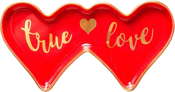 Stephanie Imports Ceramic Trinket Plate and Decorative Jewelry Dish (True Love)