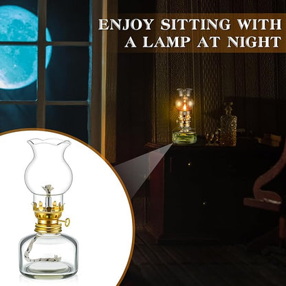 Yexiya Vintage Glass Kerosene Lamp Rustic Oil Lamp Lantern Chamber Oil Clear Kerosene Hurricane with 6.6 ft Extra Wick for Indoor Use Lighting Decor Emergency (6 Set,Modern Style)