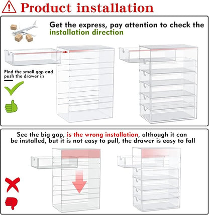 Makeup Organizer Storage with 16 Drawers, 4 Pcs Desktop Office Supplies, Desk Organizers, Clear Accessories, Dustproof Storage Drawer and for Make Up, Jewelry, Pen, Stationary