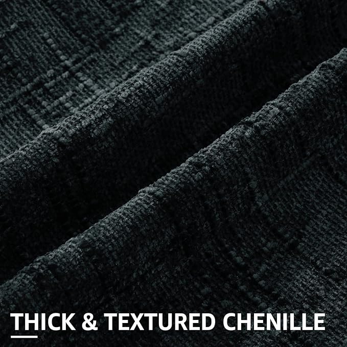 decorUhome Spring Black Chenille Euro Sham Throw Pillow Covers 26x26 Set of 2 Textured Slubby Couch Pillow Covers Farmhouse Accent Modern Neutral Decorative Pillow Cases for Bed Sofa Living Room