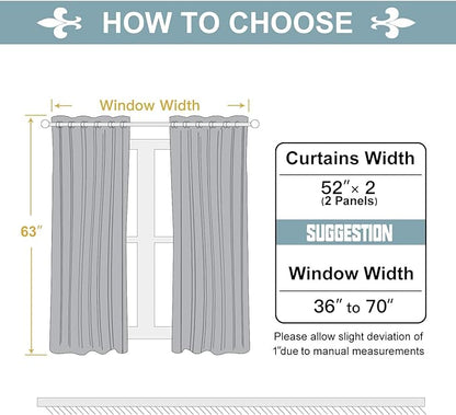 ChrisDowa Grommet Blackout Curtains for Bedroom and Living Room - 2 Panels Set Thermal Insulated Room Darkening Curtains (Light Grey, 52 x 63 Inch)