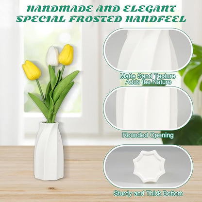 15pcs White Ceramic Bud Vases Bulk, 3.8 Inch Boho Small Vases in Bulk for Flowers, Mini Vases for Centerpieces for Dry Flowers, Pampas Garss for Home Wedding Party Table Decor