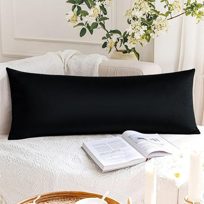 Artscope Luxury Velvet Lumbar Pillow Cover Super Soft Decorative Rectangle Throw Pillow Covers Case Cushion Covers for Sofa Couch Bedroom Car Decor 14x36 Inch Black