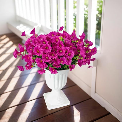 Artificial Silk Flowers for Outdoor Decoration,12 Bundles Faux Flowers Colorful Morning Glory with Eucalyptus Fake Plants Greenery UV Resistant for Outside Front Door Planter Porch Patio Yard