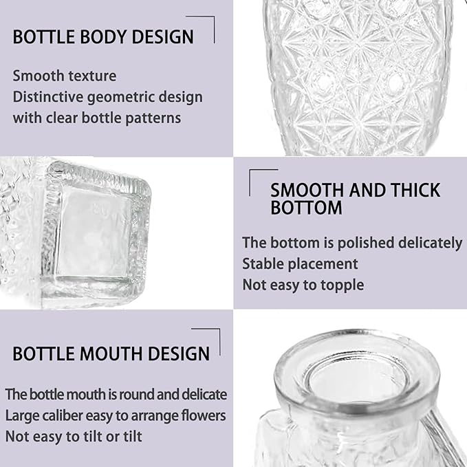 Glass Vase for Home Decor Set of 40,Small Vases in Bulk for Flowers,Mini Vases for Centerpieces,Modern for Floral and Pampas Grass,Boho for Wedding,Party,Table Home Decor