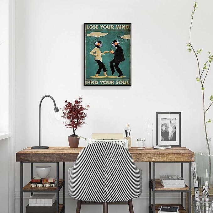 Framed Art Vintage Classic Movie Fiction posters for room aesthetic Spiritual Quotes Lose Your Mind Find Your Soul Canvas Wall Art Cool Music Dance Wall Decor Painting for Bedroom 16x24in