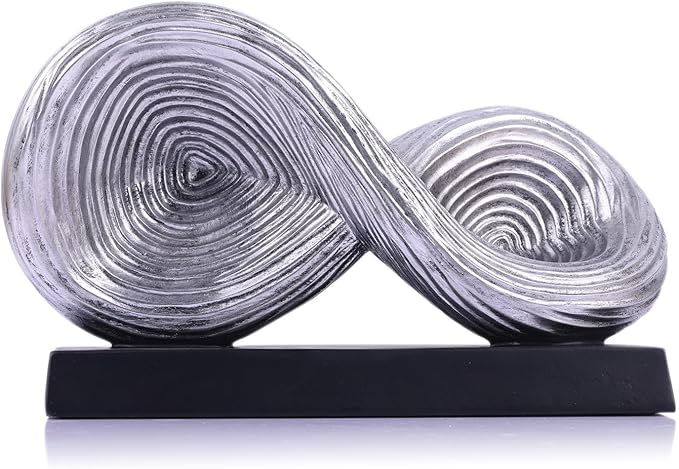 5.5‘’ Infinity Knot Sculpture - Abstract Decorative Object, Modern Infinity Loop Symbol for Home Decor, Knick Knacks for Shelves, Living Room Table, TV Stand, Geometric Coffee Table Statues(Silver)