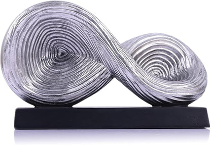 5.5‘’ Infinity Knot Sculpture - Abstract Decorative Object, Modern Infinity Loop Symbol for Home Decor, Knick Knacks for Shelves, Living Room Table, TV Stand, Geometric Coffee Table Statues(Silver)