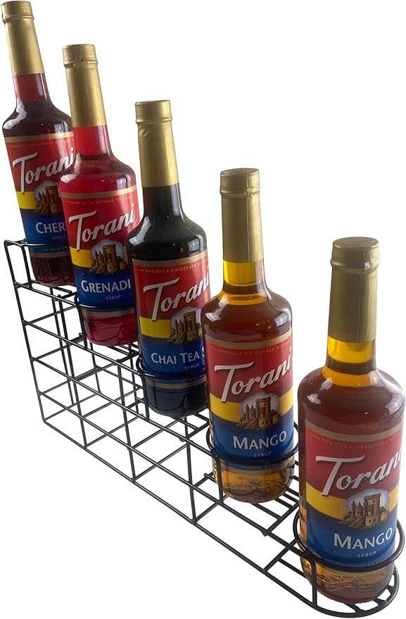 Rattleware Black 5-Bottle Wire Rack - Space-Saving, Durable & Stylish Organizer for Home & Kitchen Essentials (19″ x 4″ x 10″ - 1 Pc)