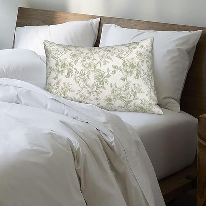 Sage Green Pillow Covers 12x20 Set of 2 Light Green Floral Chinoiserie Throw Pillows Rustic Toile Flower Decorative Pillow Cases Outdoor Chinoiserie Decor Lumbar Cushion Case for Couch Sofa