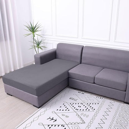hyha Waterproof Sectional Couch Covers, Non Slip Sofa Couch Cushion Covers L Shape, Thick Stretch Jacquard Fabric, Washable Sofa Slipcovers with Elastic Bottom (1 Piece for Chaise XL, Middle Grey)