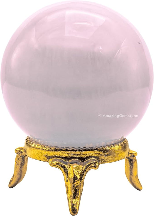Amazing Gemstone Pink Calcite Crystal Ball with Stand - 1.5 Inches Crystal Sphere Meditation Balls for Witchcraft and Decorative Balls