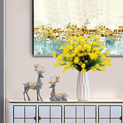 Artificial Flowers, 20 Bundles Outdoor Fake Flowers for Decoration UV Resistant Faux Plastic Plants Garden Porch Window Box Décor (Yellow)