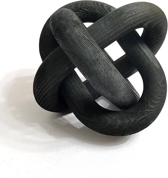 3-Ring Wooden Chain, Pine Wood Carving, Modern Home Minimalist Coffee Table Decoration, Living Room, Bedroom, Bookshelf, Porch Decoration(E)